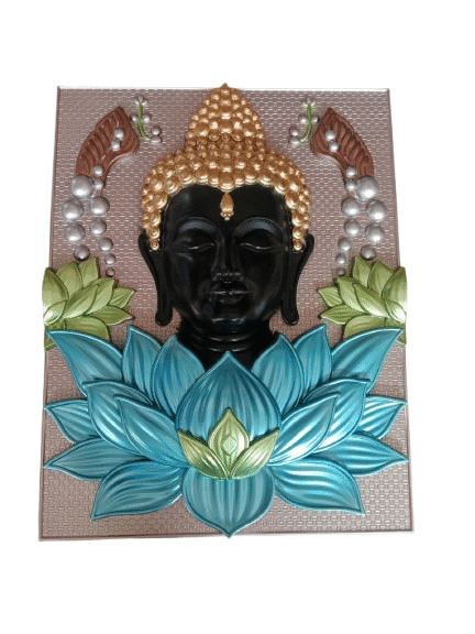Flower wall art with buddha (19x15)in