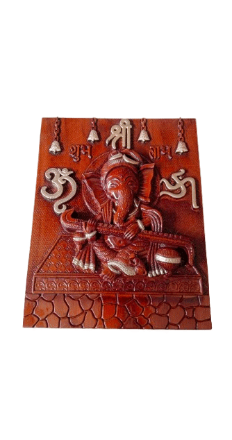 Ganesh Wall Hanging Statue | Ganesha Playing Sitar / Veena Wall Idol for Puja, Home, Living Room Decor | Diwali And Housewarming Gift(18x15) inch