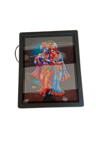 Radha Krishna Photo Frame with Light | Glowing Digital Print Wall Mountable Lightbox Frame for Home Decor And Spiritual Gifting (A4 size)