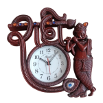 Fancy Style Lord Krishna God Wall Clock Analog (13x12) inch Wall Clock (Lavender, with Glass, Standard)