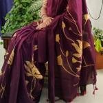 Woman's fasion Hand Painted saree pure cotton.