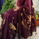 Woman's fasion Hand Painted saree pure cotton.