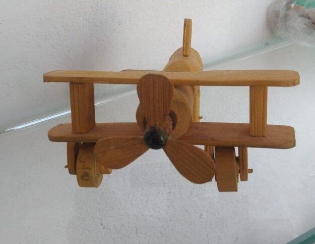 Hand crafting bamboo biplane model decoration wooden aeroplane showpiece