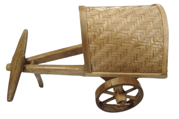 Handcrafted bamboo miniature bullock cart showpiece traditional village decoration