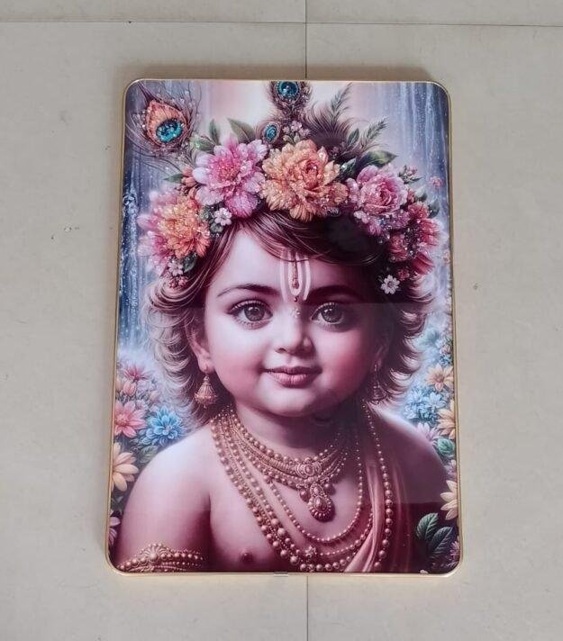 Bal Krishna with bubble crystal art photo frame