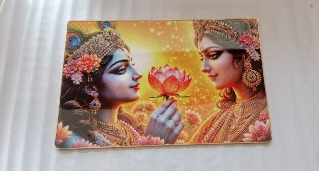 Radhe Krishna Religious Frame with bubble crystal art (2x3)