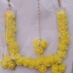 Artificial yellow flower jewellery set, Use for a Haldi or Mehndi ceremony