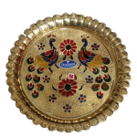 Handcrafted Peacock Design Brass Decorative Thali (size 8")