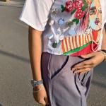 Synthetic fabric hand painting shirt
