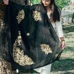 Cotton Hand Painting Dupatta Peacock Golden Colour Design