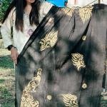 Cotton Hand Painting Dupatta Peacock Golden Colour Design