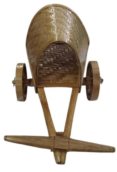 Handcrafted bamboo miniature bullock cart showpiece traditional village decoration