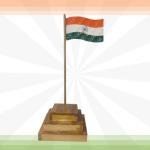 Indian Flag for Car Dashboard, Brass Base and Pole