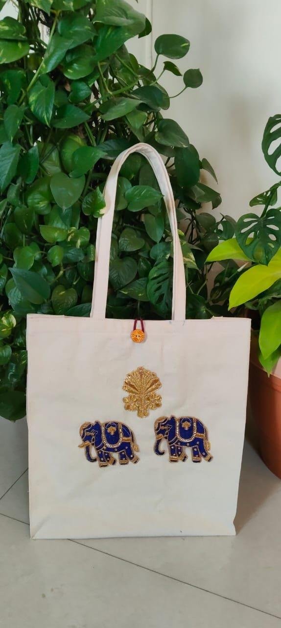 Canvas patchwork hand Made Tote Bag 🛍️