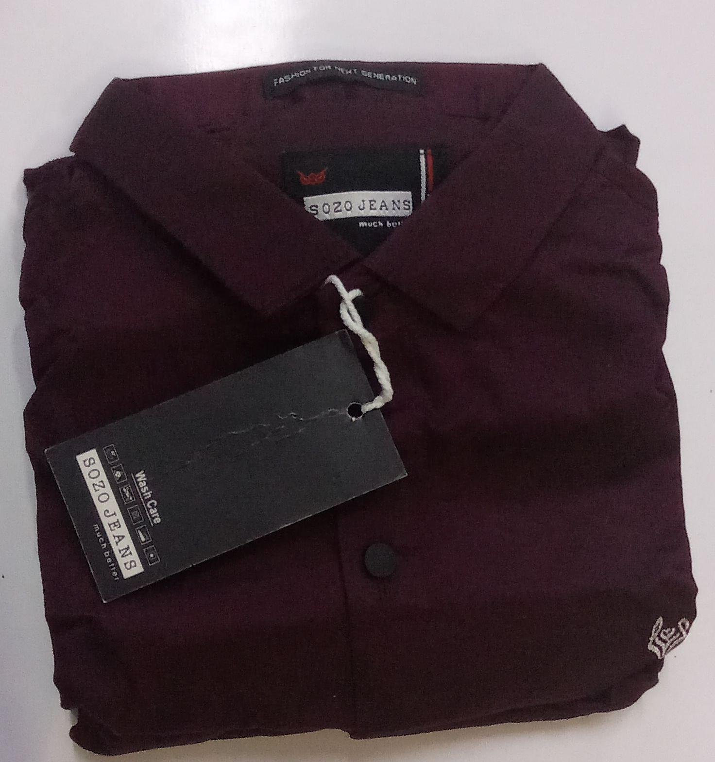 Men’s Premium Maroon Casual Shirt – Slim Fit, Full Sleeve (size L)