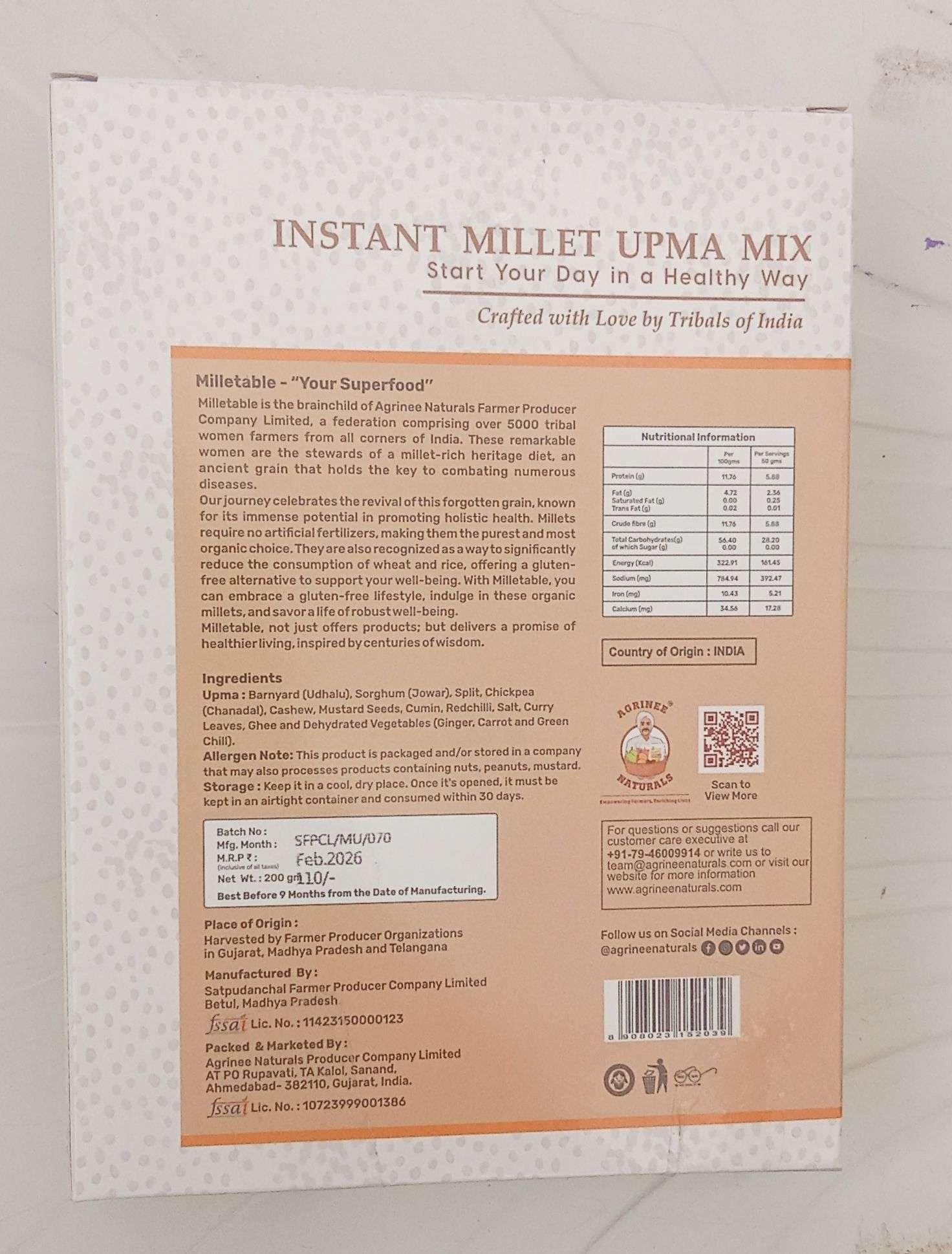 Healthy Instant Millet Upma Mix – Nutritious And Quick Breakfast (200g)