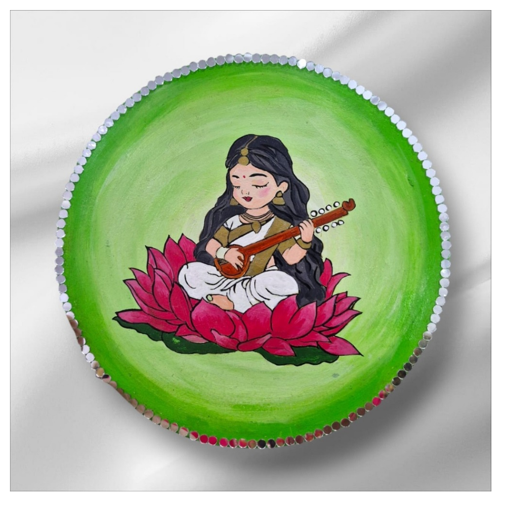 Artistic Wall Painting with Mirror Work – Modern Decor Piece