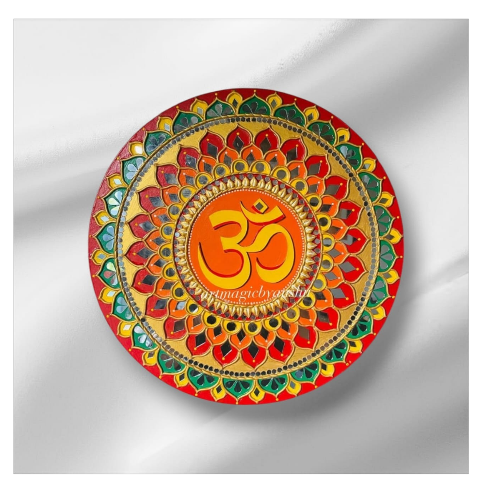 Handmade Lippan Art Wall Decor with Mirror Work (18inch 6mm)