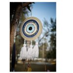 Handmade Evil Eye Wall Hanging Decor with Tassels (6 inch)