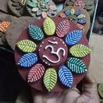 Handmade Cow Dung Decorative Wall Art with Om Design And Eco-Friendly Spiritual Home Decor