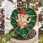Handmade Cow Dung Ganesh Ji Wall Hanging And Eco-Friendly Paan Shape Ganpati Decor