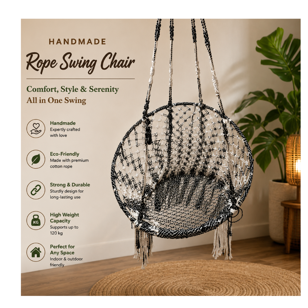 Elegant Handmade Rope Swing Chair for Home And Balcony