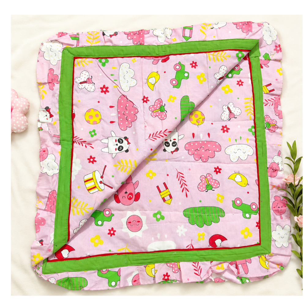 Soft Baby Play Mat | Baby Quilt 40×40 Inch – Cute Cartoon Print