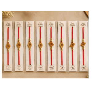 Handcrafted Bamboo Rakhi , Eco-Friendly Wooden Rakhi , Traditional Raksha Bandhan Rakhi for Brother (pack of 8)