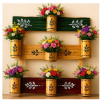 Bamboo Wall Mounted Flower Pot And Decorative Wall Hanging