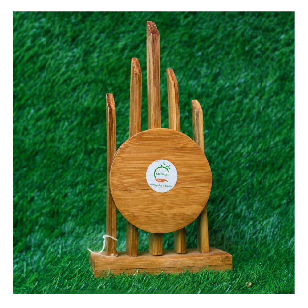 Eco-Friendly Bamboo Coaster Set with Wooden Stand (Handmade Table Decor)